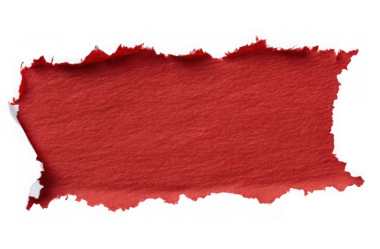 red paper sticker isolated with torn edges 
