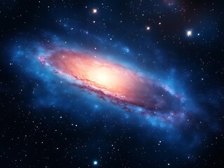 Fototapeta premium A vibrant spiral galaxy shines brightly in deep space