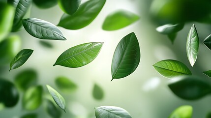 Naklejka premium Green Leaf Collection: Artistic Watercolor and Detailed Digital Illustrations Featuring Clovers, Tropical Leaves, Falling Foliage, and Textured Dry Leaves - Perfect for Nature-Themed Designs and Decor