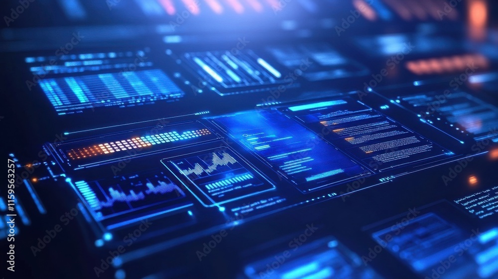 Poster digital computing interface with glowing effects