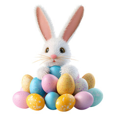 Cute bunny made of easter eggs. Happy Easter