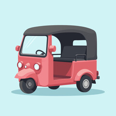 Fototapeta premium Retro vehicle illustration of a delivery truck or van on a white background with wheels