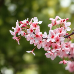 cherry blossom close-up in spring with bokeh background in Japan, pink cherry blossom tree, flower branch, pink flowers | generative AI
