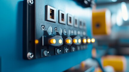 Electrical selector switch and button switch inside the lowvoltage motor control center cabinet at a coal power plant Blurred for background use