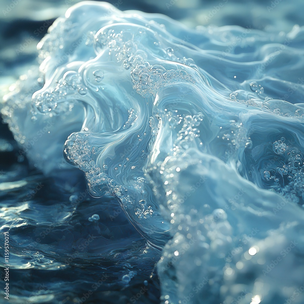 Poster dynamic water flow ocean waves abstract aquatic environment close-up view fluid motion concept