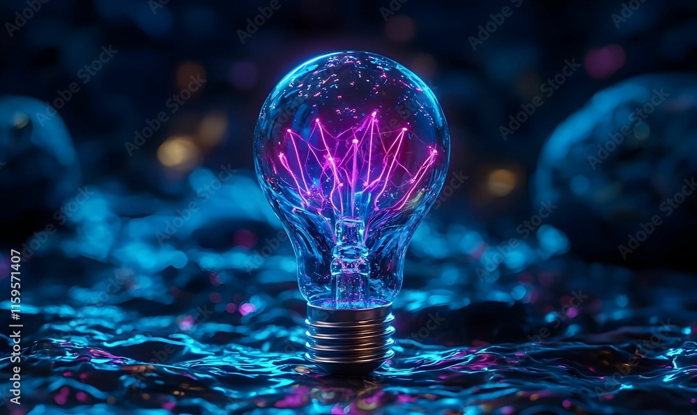 Poster illuminated idea, a conceptual representation of a light bulb symbolizing innovation and creativity,