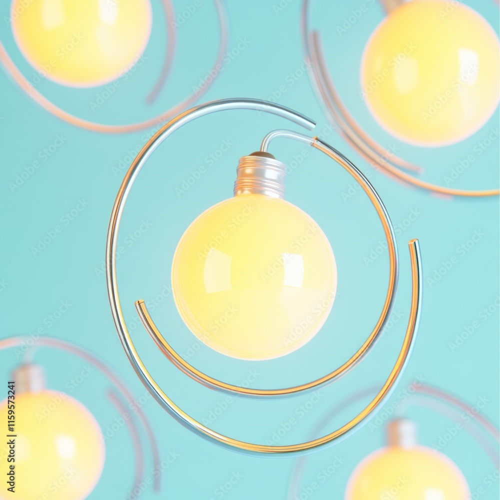 Poster illuminated lightbulb in a circular design.