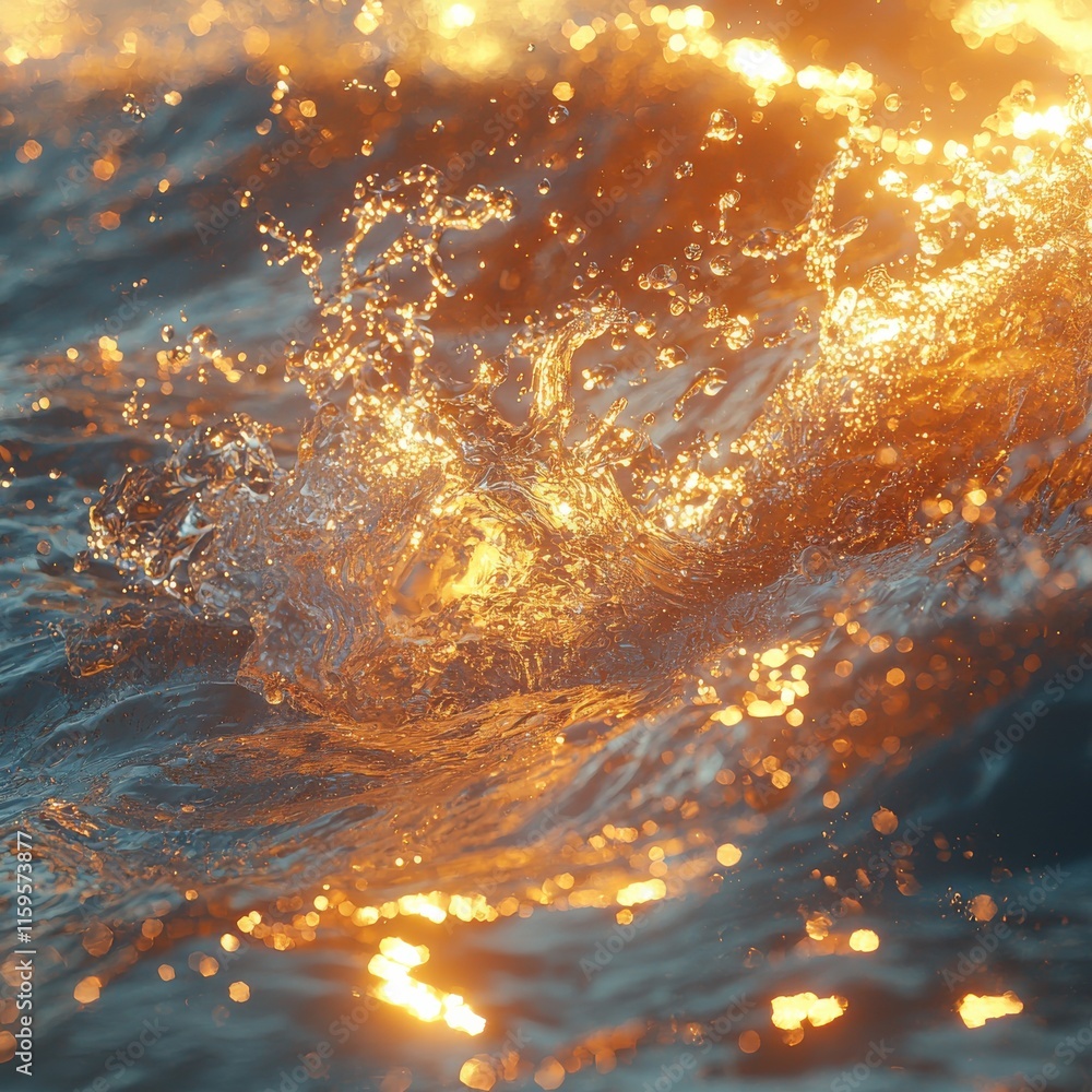 Poster dynamic water splash action ocean view high-resolution vibrant texture natural environment close-up 