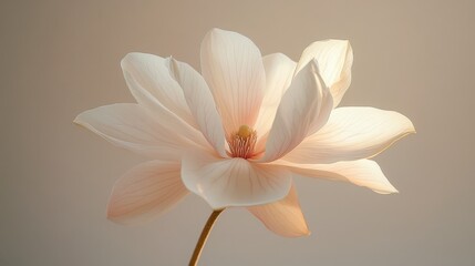Naklejka premium White flower with pink undertones on taupe background