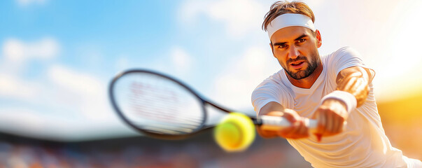 Professional tennis player striking powerful backhand, displaying concentrated technique on court during competitive match