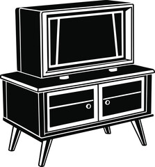 Simple TV Stand Silhouette Vector Illustration