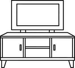 TV Stand Editable Outline Vector Graphic