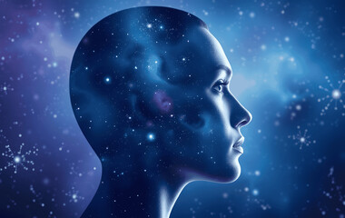 Obraz premium silhouette of a person with a mesmerizing space background