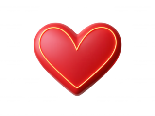 Cartoon Heart with Glowing Outline for Valentine's Day Celebrations and Romantic Themes, Perfect for Greeting Cards and Digital Artwork