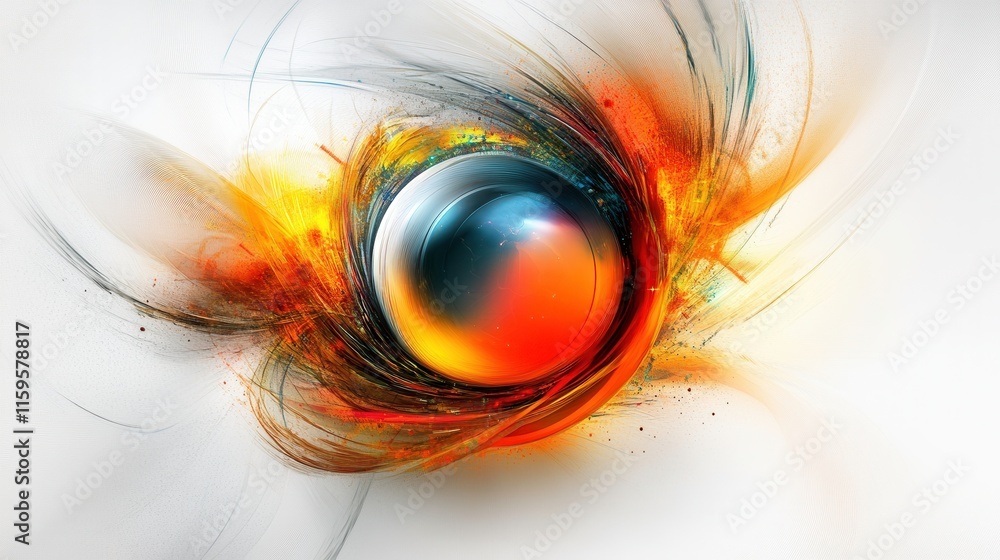Poster vibrant abstract design with high-tech elements