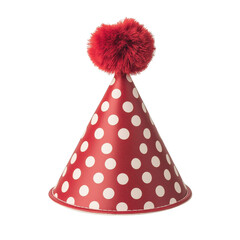 Classic Red and White Polka Dot Party Hat with Pom Pom Perfect for Celebrations, Birthdays, festive Events, and Fun Gatherings to Enhance Joyful Atmosphere