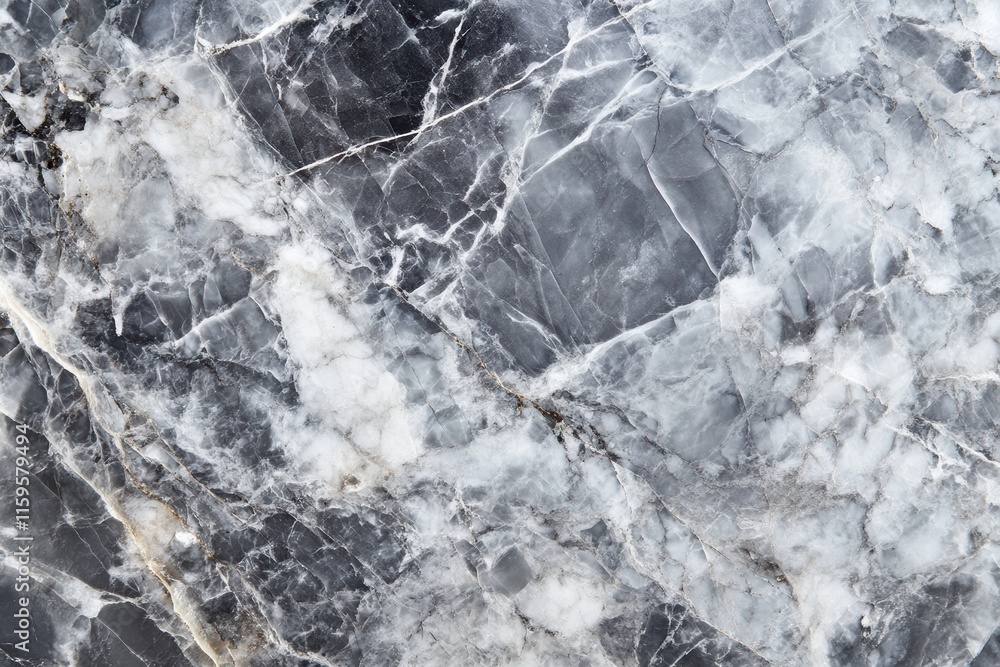 Poster close-up view of intricate gray and white marble texture showcasing natural patterns
