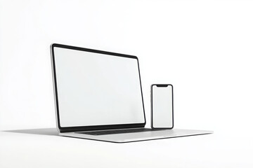 Realistic set of monitor, laptop, smartphone. 3d devise mockup set vector. Realistic screen layout 
