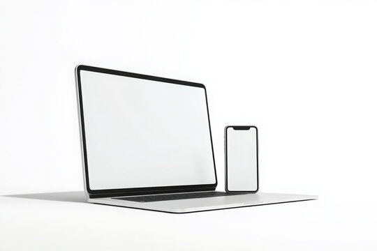 Realistic set of monitor, laptop, smartphone. 3d devise mockup set vector. Realistic screen layout 
