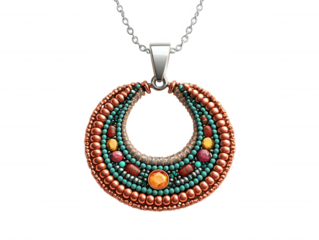 Stunning Mixed Material Pendant Jewelry with Intricate Beading and Unique Design, Perfect for Stylish Outfits and Formal Occasions