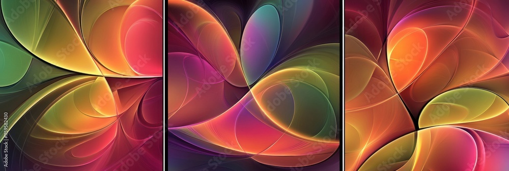 Leinwandbilder Colorful abstract fractal patterns with space for text and artistic elements throughout. Generative AI
