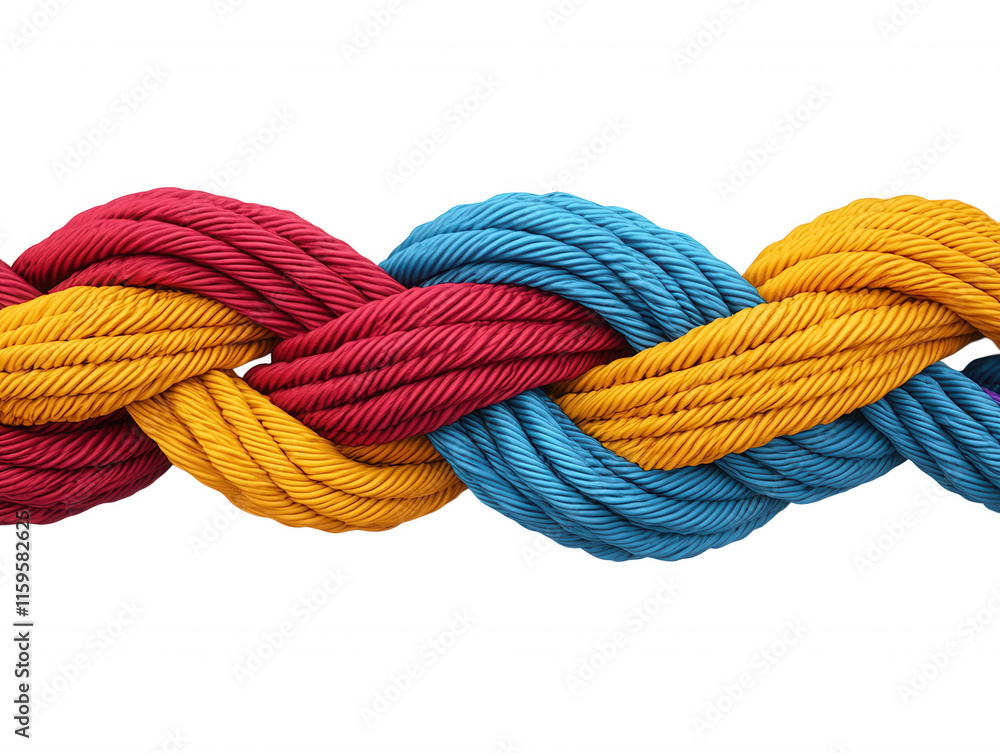 Poster Dynamic Colorful Ropes Intertwined with Realistic Texture for Creative Projects and Designs