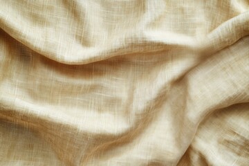 Natural beige linen texture with soft draping and subtle creases for design and decor purposes