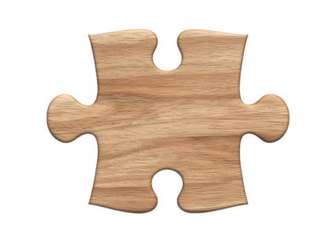 Detailed Close-Up of a Single Wooden Puzzle Piece Highlighting Unique Grain Patterns and Smooth Edges for Use in Creative Projects and Designs