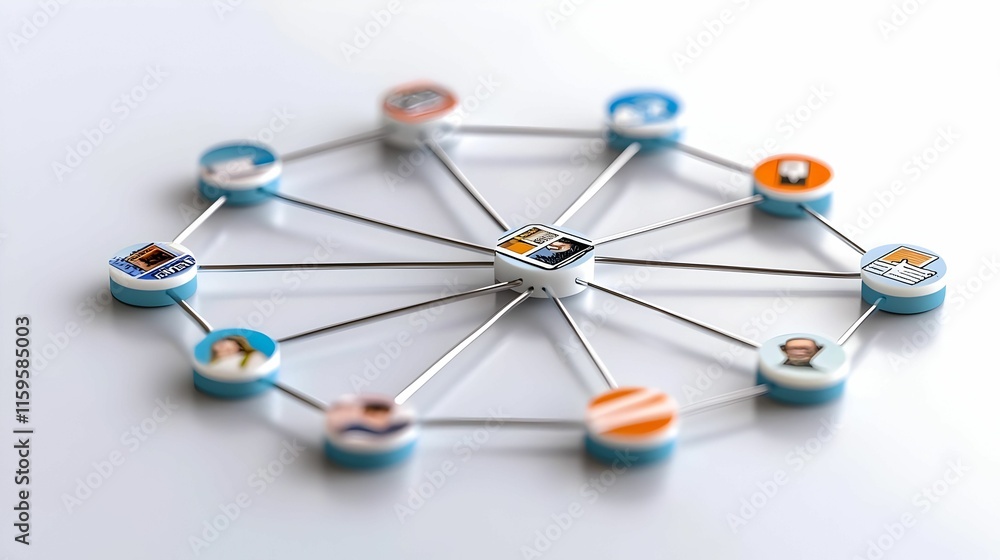 Poster web of interconnected nodes representing fake news, a complex visual of misinformation networks high