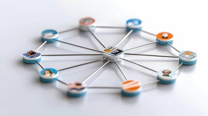 Web of Interconnected Nodes Representing Fake News, A complex visual of misinformation networks highlighting the spread of false narratives