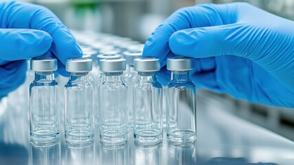 Vaccine preparation process laboratory scientific content clean environment close-up view health innovation