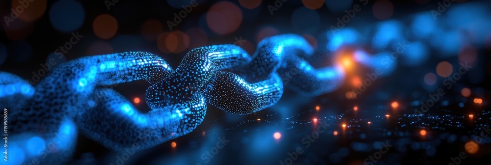 Poster pulsating dots illustrating the essence of blockchain technology in a digital landscape