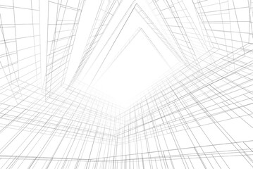 Abstract background of modern architecture 3d illustration