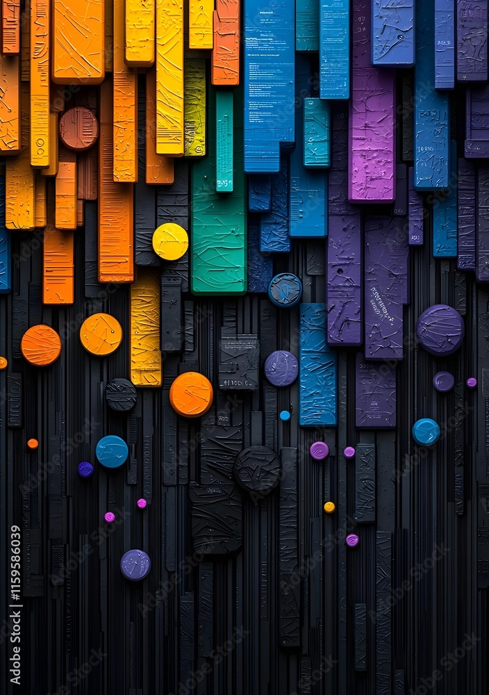 Poster colorful abstract data visualization, vibrant lines intersecting in dynamic patterns, representing c