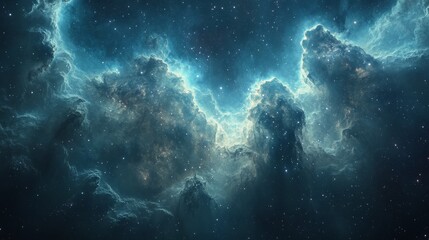 Obraz premium Stunning view of cosmic nebula with bright stars and glowing gas clouds in deep space