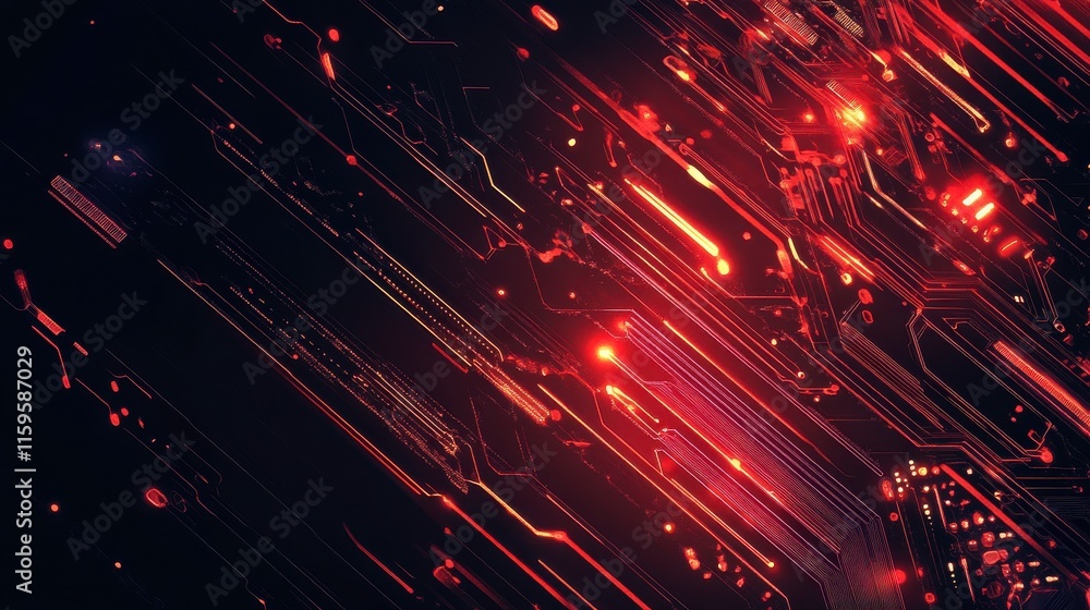 Aufkleber dynamic abstract background with vibrant red lights