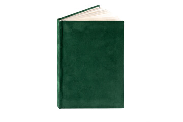 close up of a blank velour fluffy notebook on white background with clipping path