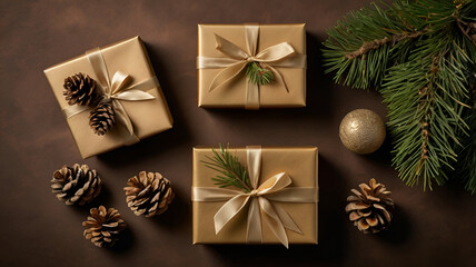christmas gift box with christmas decorations
