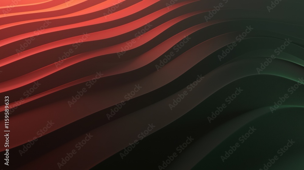 Poster a series of red and green lines that are curved and overlapping