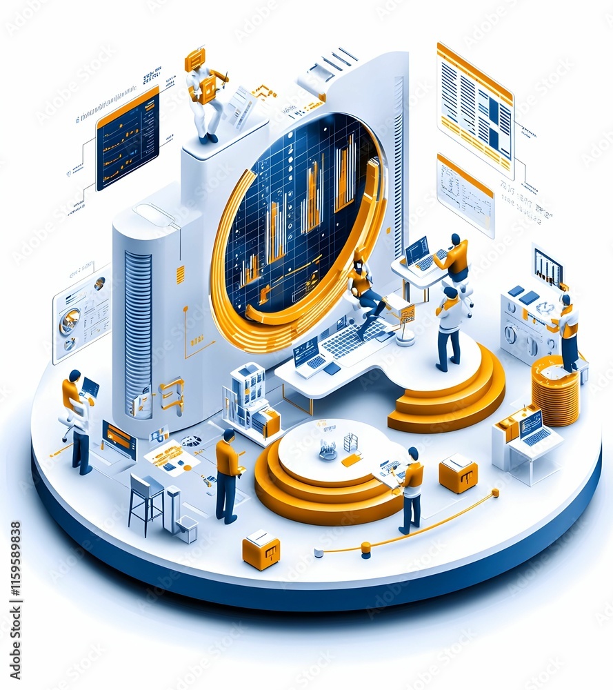 Aufkleber business process automation concept, visual representation of streamlined workflows, digital efficie