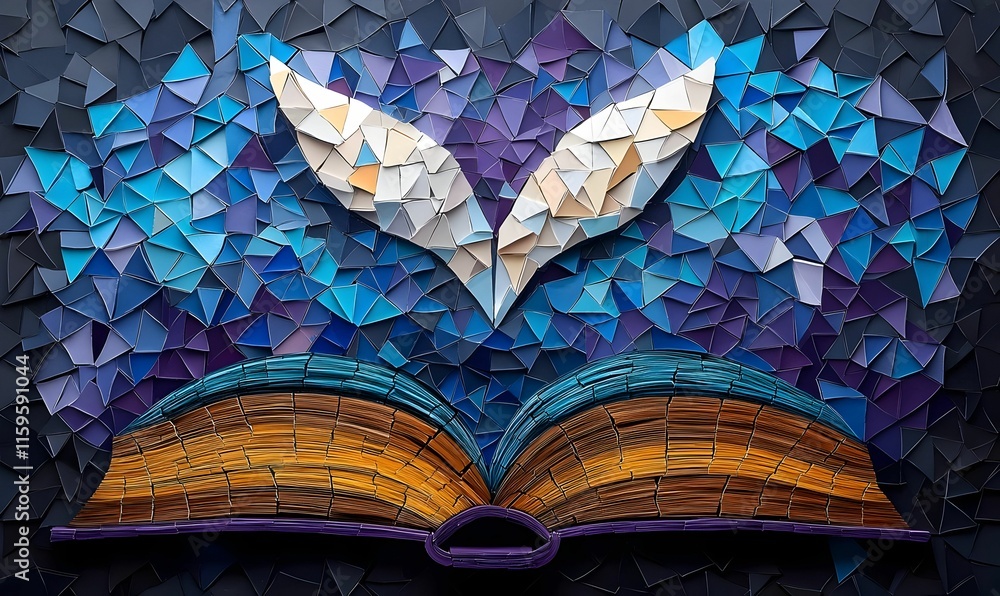 Poster artistic collage showcasing the transformative power of reading, blending diverse elements to illust
