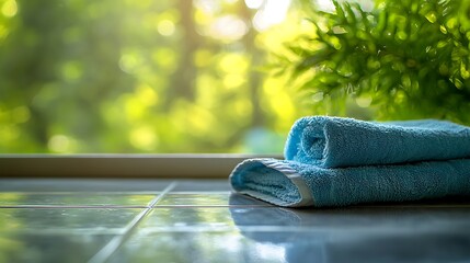 Close-up of a dirty window being wiped with a cloth, the glass gradually becoming clean, soft natural light from an early morning shining through, soft, blurred view of the outdoors, refreshing mood