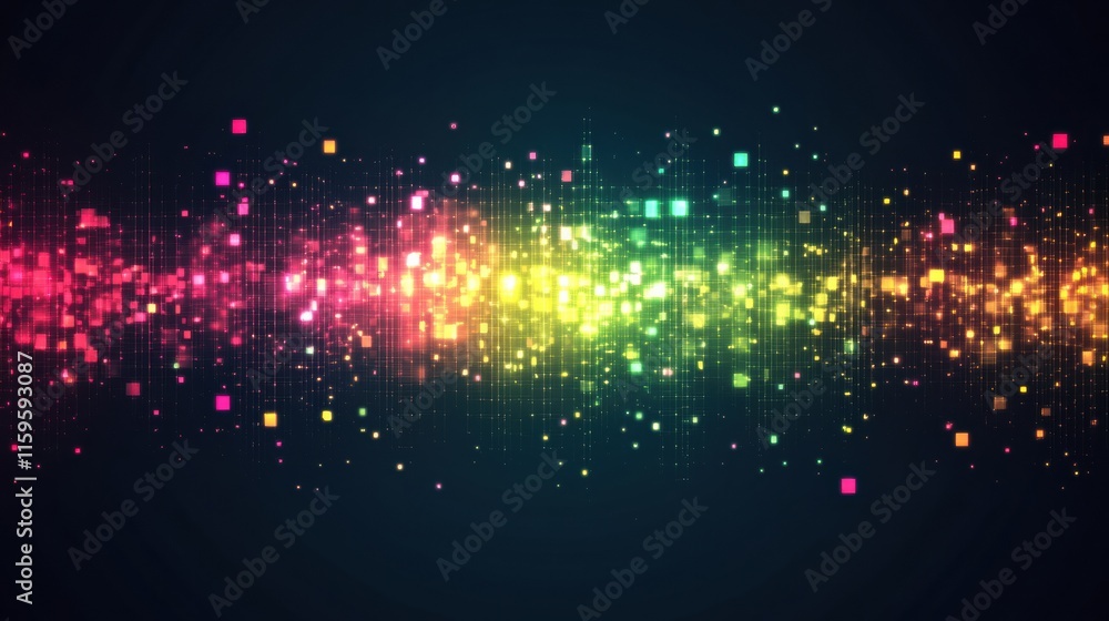Leinwandbilder glowing abstract mosaic with pixelated elements creates a vibrant digital landscape of color and lig