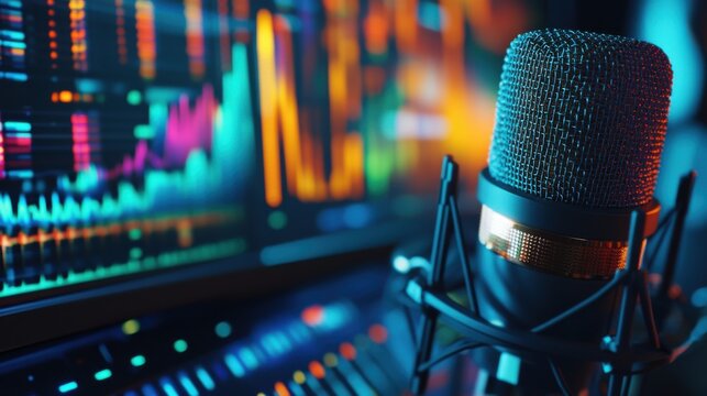 Podcast Studio Setup Microphone, Audio, Charts, Finance, Streaming