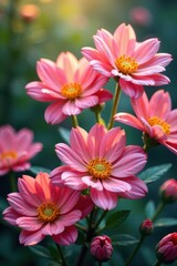 Fototapeta premium Delicate petals of colorful flowers in a serene setting, field, floral arrangement, nature