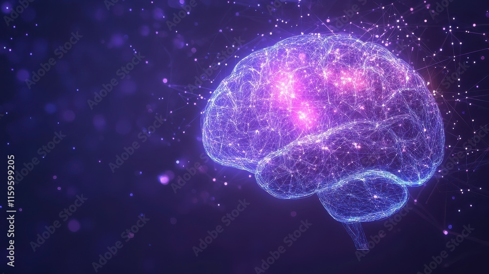 Poster vibrant brain display with high-resolution textures