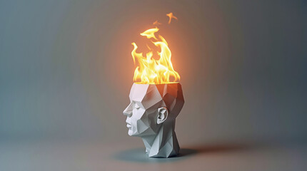 burning head of paper man