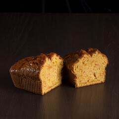 Homemade baked goods close-up on dark background