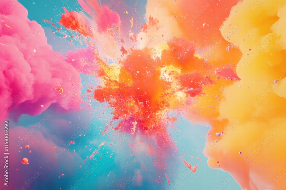 Aufkleber Dynamic explosion of colorful hues creating a stunning visual impact with ample space for text and design elements. Generative AI