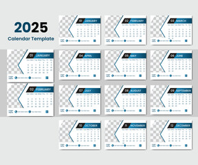 Modern 2025 desk calendar design template. New Calendar Design 2025 .